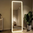 thumbnail image 1 of BEAUTYPEAK 64" x 21" Full Length Mirror Rectangle LED Standing Floor Mirror with Safe Corners,White, 1 of 7