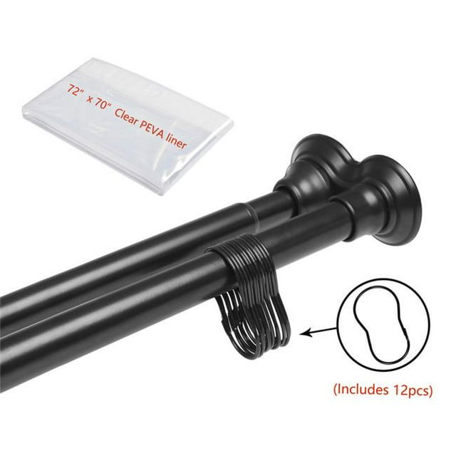 Utopia Alley DS9BK Tringles à Rideaux de Douche Doubles Réglables de 72 Pouces, Noir