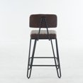 thumbnail image 6 of Set of 2 Industrial Bar Stools Counter Height Chairs PU Leather Upholstery Metal Frame Backrest Chairs Footrest for Kitchen Island Dining Room Home, 6 of 14