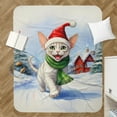 thumbnail image 4 of Hello Winter Devon Rex Frosty Morning Walk Welcome Snowy Christmas Cozy Sherpa Blanket Cat Lover Kitten Owner Gifts Warm Soft Throw Blanket - 02018, 4 of 5