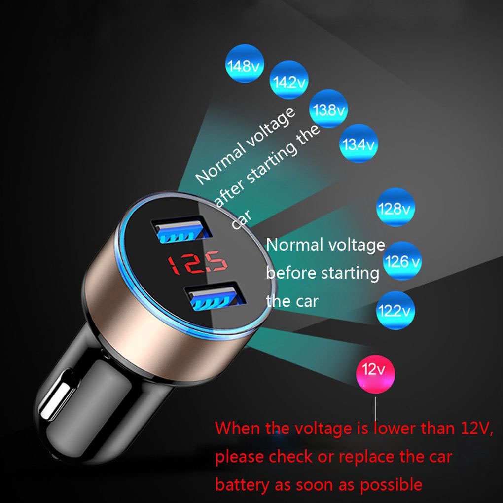 Cusimax Car Charger 5V 3.1A Quick Charge Dual USB Port LED Display Cigarette Lighter Phone Adapter - image 3 of 7