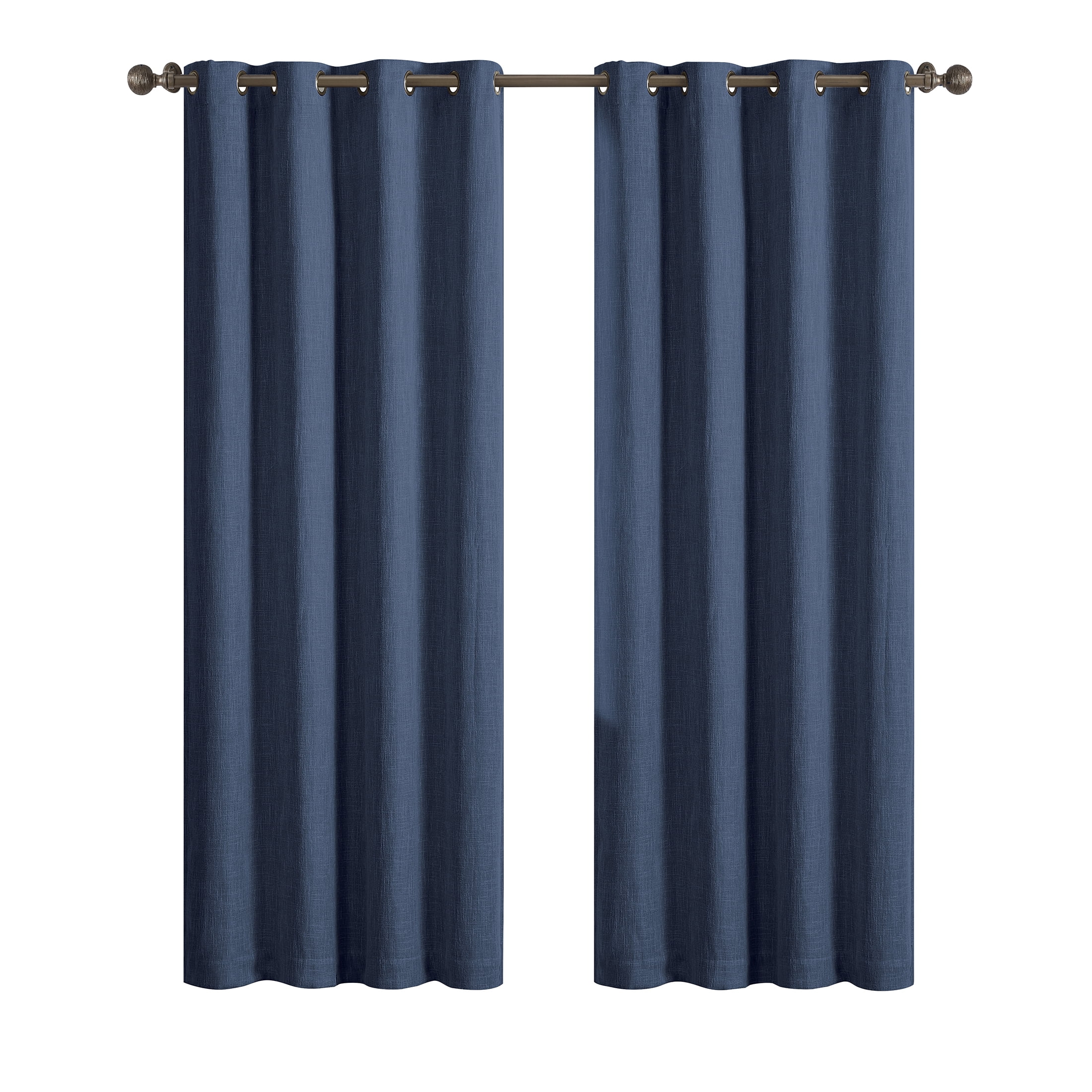 (2 pack) Better Homes & Gardens Woven Textured Grommet Blackout Curtain Panel, 1-Piece, Blue, 50"W x 108"L