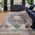 thumbnail image 1 of Boho Vintage Round Rug ft- Faux Wool Dreely Washable Area Rug Small Distressed Throw Rugs Floor Carpet for Door Mat Entryway Bedrooms Laundry (Round - ; Diameter Border ), 1 of 8