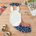 thumbnail image 4 of KAUOD My First 4th of July Baby Girls Outfits Bbay Independence Day Sleeveless Romper Shorts Headband 3pcs Clothes Set, 4 of 7