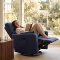 thumbnail image 2 of Homall 360° Swivel Nursery Recliner Power Swivel Rocker Recliner Chair with 2 Pillows Comfy High Back Adult Glider Rocker for Living Room,Loop Yarn Blue, 2 of 8