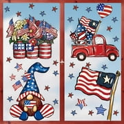 Artoid Mode 4th of July Gnome Truck US Star Flag Window Cling Sticker Decals 4 Sheet 42 Pcs