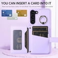 thumbnail image 3 of Phone Case for Samsung Galaxy S21 Plus S21+ 5G Wallet Cover with Screen Protector and Ring Stand Credit Card Holder Slot Crossbody Strap Cell S21+5G S21plus 21S + S 21 21+ G5 Women Girls Men Purple, 3 of 13
