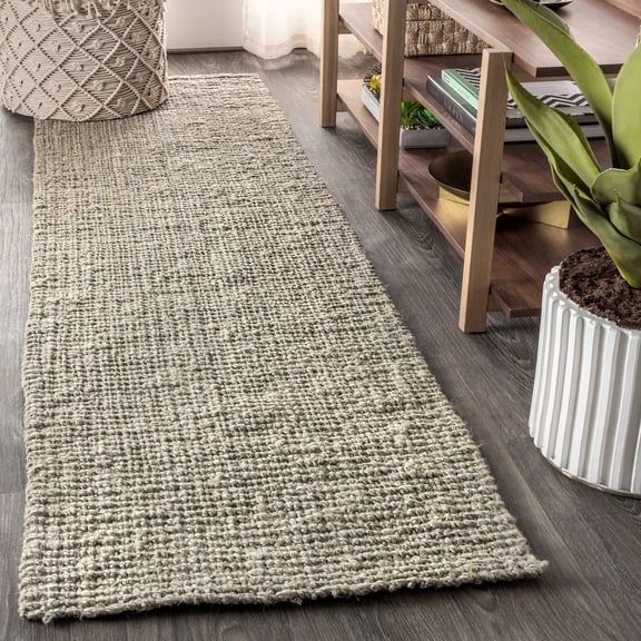 JONATHAN Y NATURAL FIBER 2 x 16 Runner Rug, Pata Hand Woven Chunky Jute - Gray, NRF102C-216