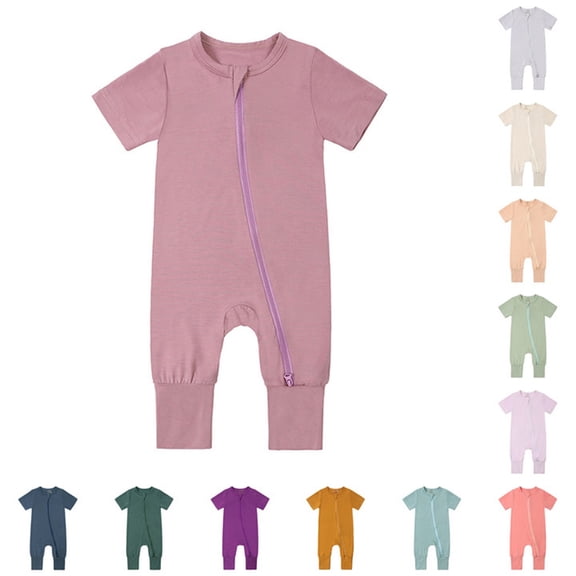 TGPMGRZ Short Sleeve Bodysuit for Baby Girl Baby Romper Footless 2 Way Zipper Summer Jumpsuit Outfit Mint Green 12-18 Months