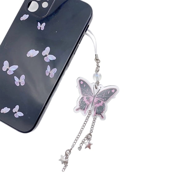 Bottone Eye catching Butterf1y Star Pendant Fashionable Butterf1y Star Keychain Phone Anti-lost Lanyard for Bag Key Backpack