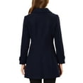 thumbnail image 3 of INSPIRE CHIC Women's Coats Peter Pan Collar Single Breasted Button Front Outwear Winter Coats L Dark Blue, 3 of 7