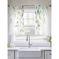 thumbnail image 4 of Pastoral Watercolor Sheer Curtains 45 inches Long 2 Panels Set Light Green Eucalyptus Leaf Red Fruit Tiers Sheers Rod Pocket Small Window Short Curtains for Kitchen Cafe, Each 52" W x 45" L, 4 of 7