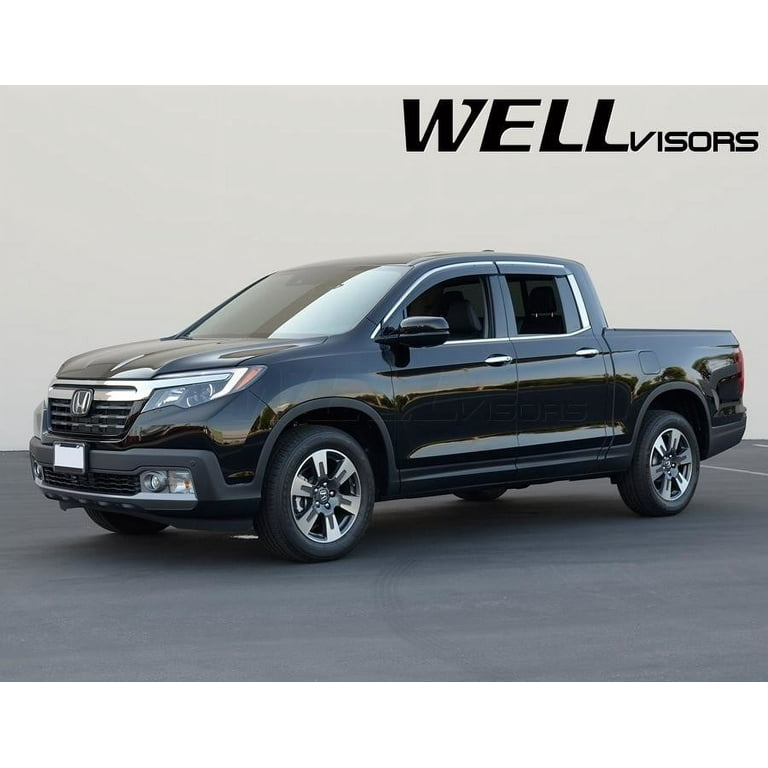 Wellvisors Side Window Visors Wind Deflectors Rain Guard With Chrome Trim for 2017 2018 2019 2020 2021 2022 2023 2024 Honda Ridgeline 3 847HD037
