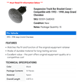 thumbnail image 2 of Suspension Track Bar Bracket Cover - Compatible with 1993 - 1998 Jeep Grand Cherokee 1994 1995 1996 1997, 2 of 2