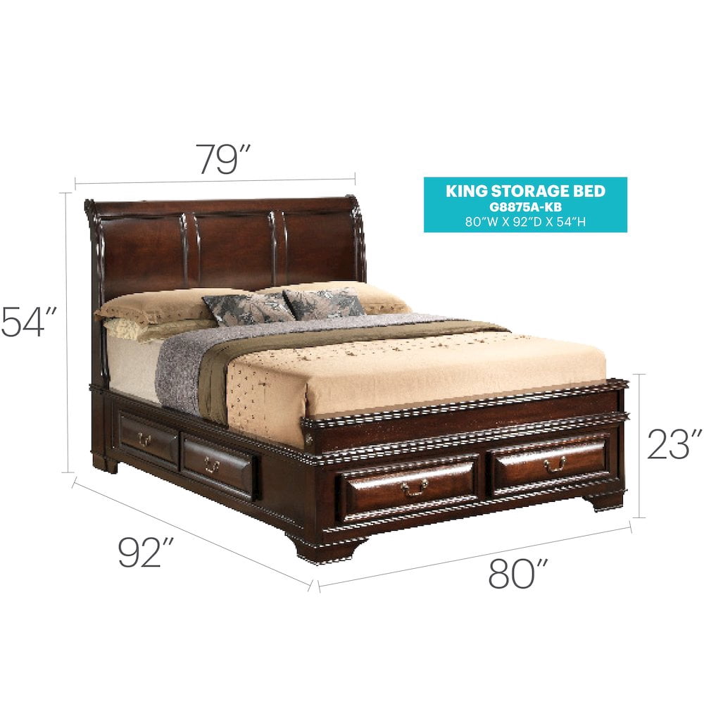 Glory Furniture LaVita King Storage Bed in Cappuccino Color