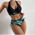 thumbnail image 3 of Gibobby Conjunto de Bikini para Mujer Traje de baño Bikini de triángulo dividido para mujer Conjunto de traje de baño de color sólido estampado(Verde,M), 3 of 5