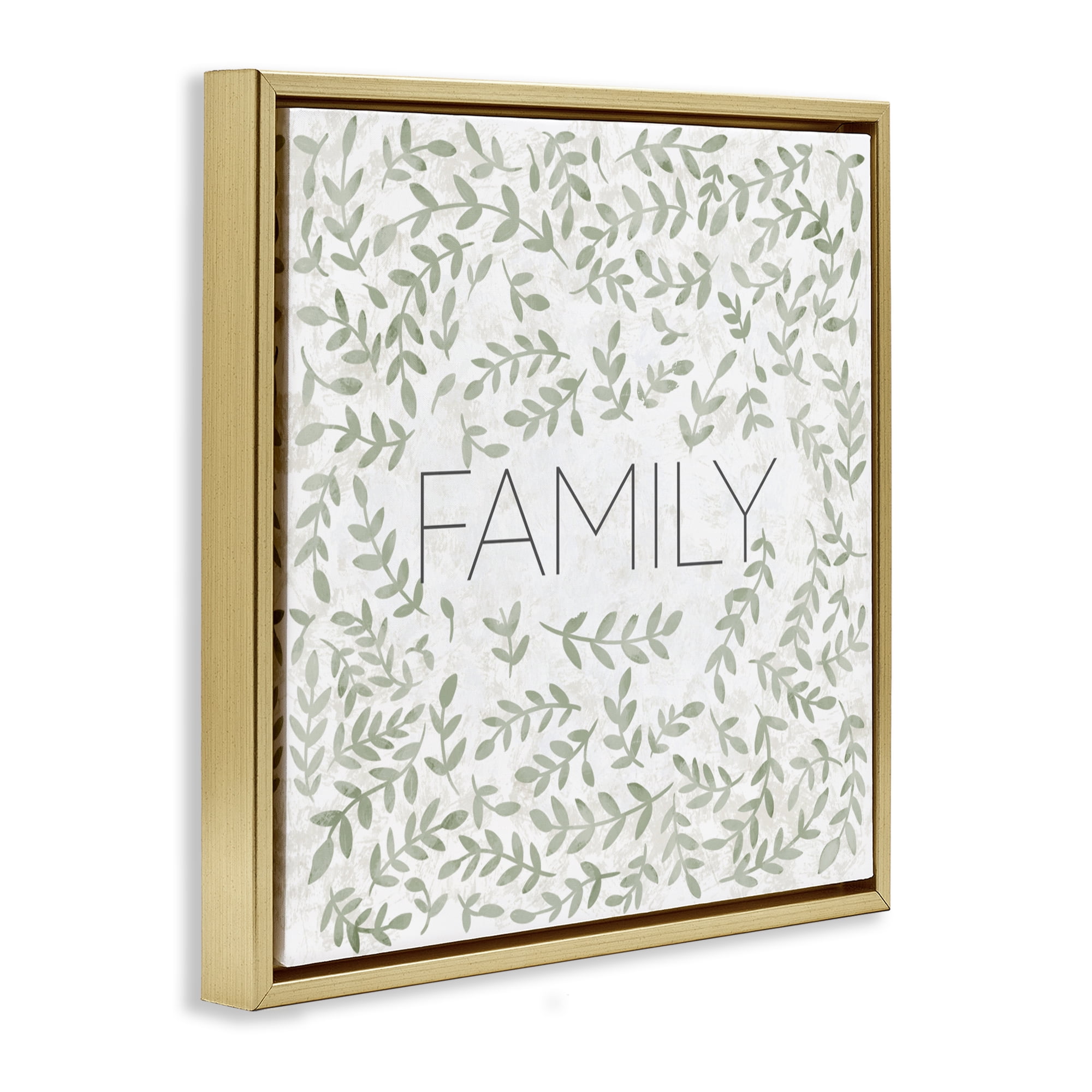 Stupell Industries Curved Ivy Sprigs Family Gold Framed Floater Canvas Wall Art, design by SD Graphics Studio