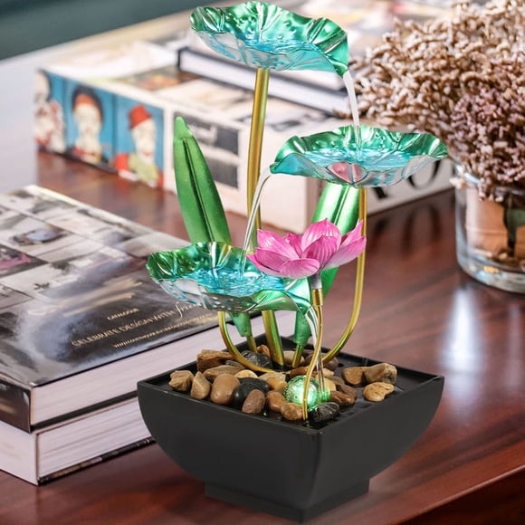 EIGTHTAIL Tabletop Fountain Water Fountain Indoor Waterfall Fountain 3-Tier Lotus Desk Fountain Relaxation Home Decor Including Lots of Rocks and Soothing Sound Machine