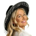 thumbnail image 1 of Women Cowboy Hat Wide Brim Rhinestone Tasseled Western Large Cap, 1 of 3