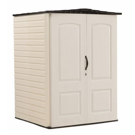 Rubbermaid Large Plastic Vertical Resin Weather Resistant Storage Shed, 5 x 6 Ft., Sandstone, for Garden/Backyard/Home/Pool/Bikes/Lawn Mowers (B007KL9ORW)