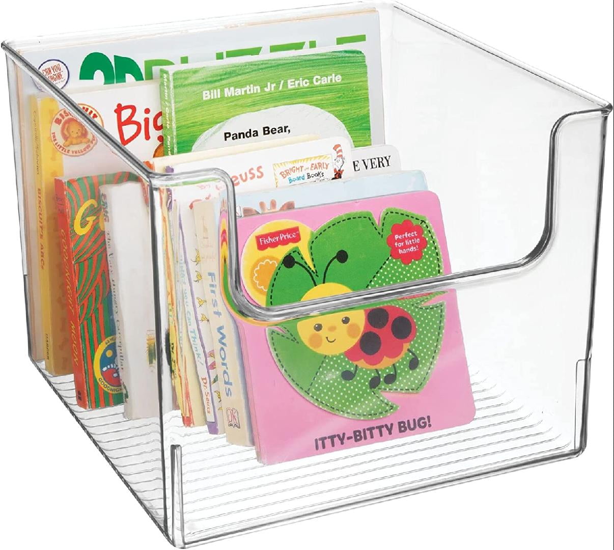 Plastic Household Storage Organizer Bins with Open Dip Front for