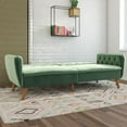 thumbnail image 2 of Novogratz Tallulah 83" Memory Foam Futon Sofa Bed, Light Green Velvet, 2 of 21