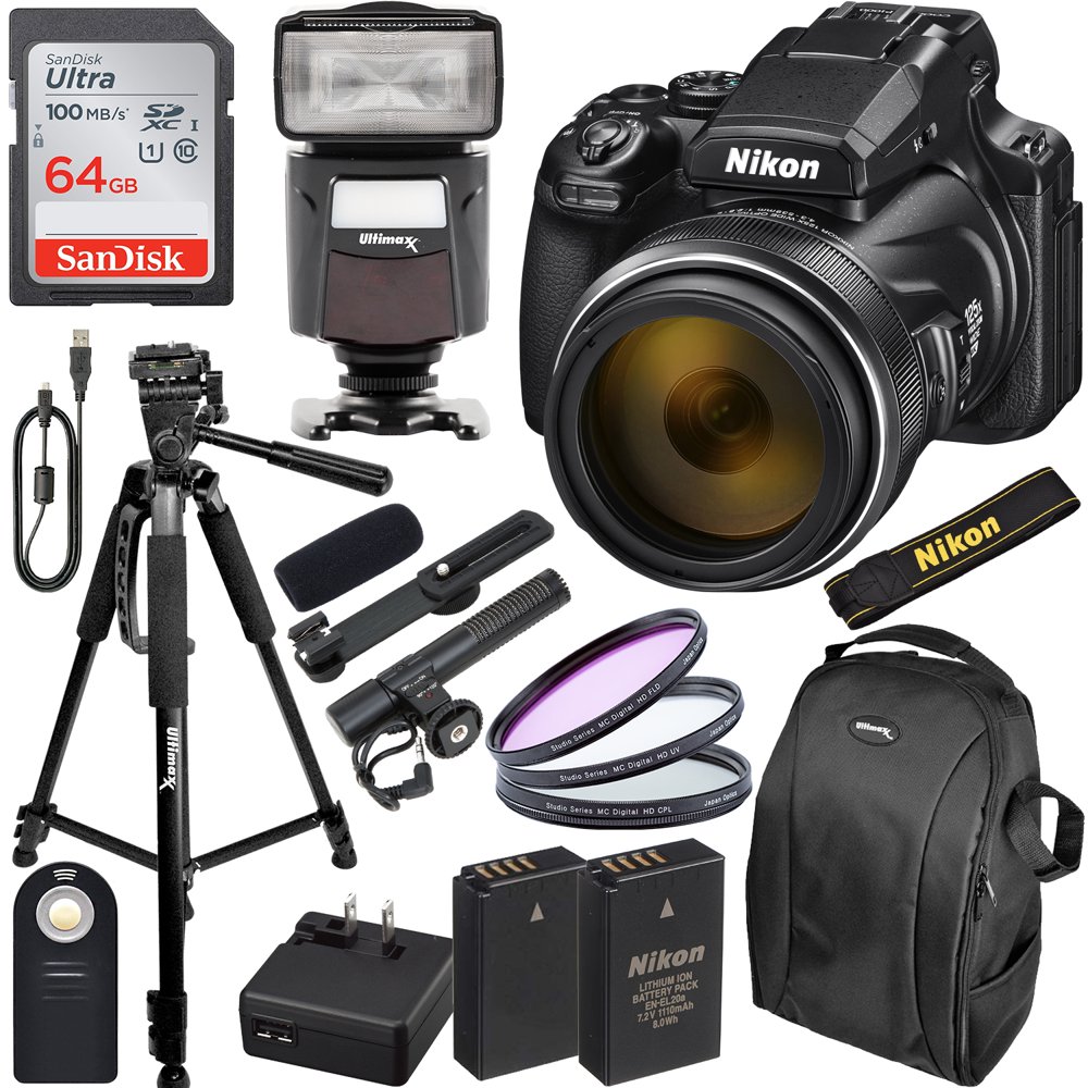 Nikon COOLPIX P1000 Digital Camera with Essential Accessory Bundle Includes SanDisk Ultra Nikon COOLPIX P1000 Digital Camera with Essential Accessory Bundle Includes SanDisk Ultra