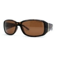 thumbnail image 1 of Polarized Womens Narrow Rectangle Designer Sunglasses Tortoise Brown, 1 of 4