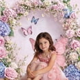 thumbnail image 2 of Pink Butterfly Floral Backdrop Baby Shower Colorful Flowers Backdrops for Photograph Background Wedding Girl Birthday Table Cake Party Decorations Photo Studio Props 8X6ft, 2 of 6