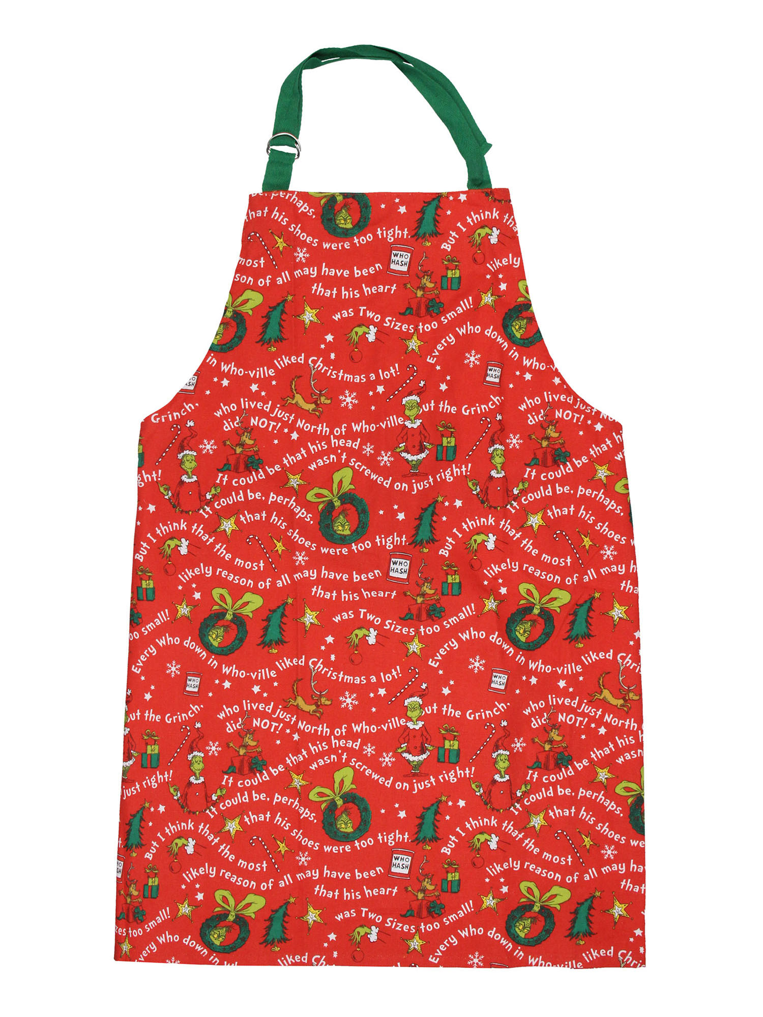 Dr Seuss's How The GRINCH Stole Christmas Storybook Icons Adult Kitchen Apron w/Adjustable Neck Strap For Baking Cooking