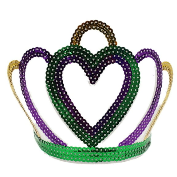 Yammee Stunning Mardi Gras Crown Sequins Hair Decoration for Special Occasions Sparkly Sequins Crown Headpiece