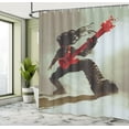 thumbnail image 5 of Ambesonne Fantasy Shower Curtain, Hipster Rocker Guitar, 69"Wx75"L, Red Grey, 5 of 5