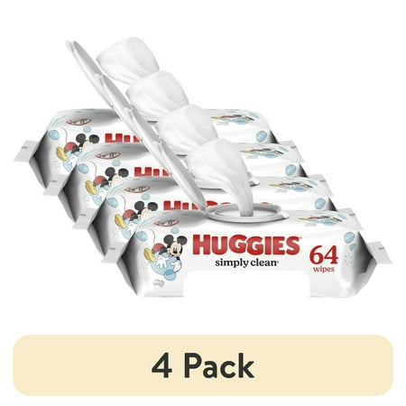 (4 pack) HUGGIES SIMP CLN FF BABYWIPE RGD FLPTP 64