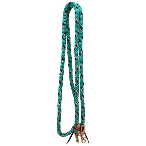 Horse 8' x 5/8" Western Nylon Braided Turquoise Barrel Contest Reins 607RT04TR