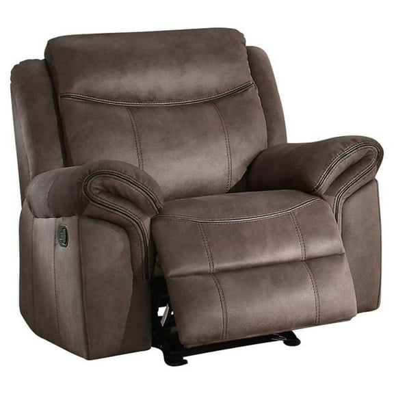 Pemberly Row 42" Transitional Microfiber Glider Reclining Chair in Brown