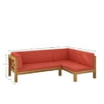 thumbnail image 2 of GDF Studio Mid-Century Modern 2 Piece Outdoor Patio Sofa Set, Left Corner Couch with Solid Wood Frame, Removable Cushions, Slat Design, Red, 2 of 2