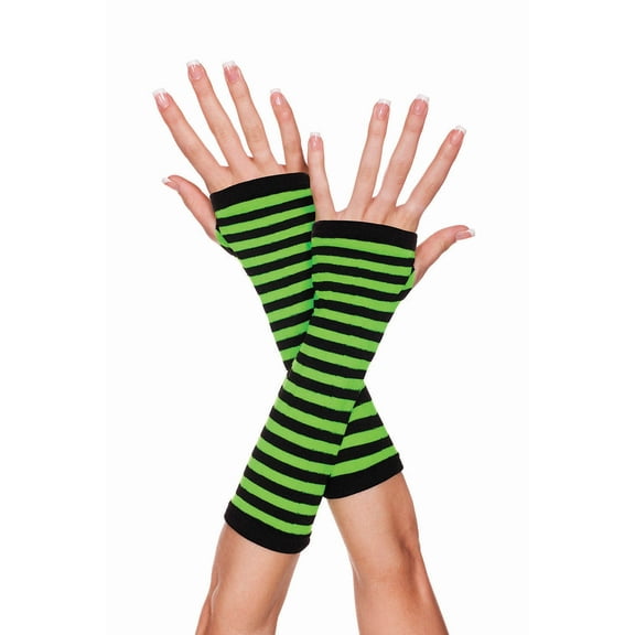 Opaque stripes arm warmer 422-BLACK-NGREEN