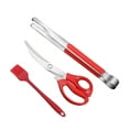thumbnail image 1 of 3 Pcs Barbecue Scissors Clips Mats Grills Burger Spatula Grilling Grill Scraper Red, 1 of 7