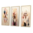 thumbnail image 3 of Designart "Stylish Sensuality Playful Art Nouveau Portrait II" Woman Avant-Garde Framed Wall Art Set Of 3 - Pink Glam Frame Gallery Set For Office Decor, 3 of 6