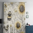 thumbnail image 5 of Sunflowers Bees Semi Sheer Curtains Drapes for Living Room, Bedroom, French Doors Window 54 Inches Long, Summer Vintage Flowers Leaf Plant Rod Pocket Chiffon Curtain Drapery Voile Draperies Panel, 5 of 6
