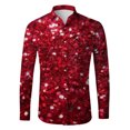 thumbnail image 5 of Mens Shirts Carnival Glitter Sequin Print Party Long Sleeve Button Down Top Casual Festival Celebration Comfortable Shirt for Men Red L, 5 of 5