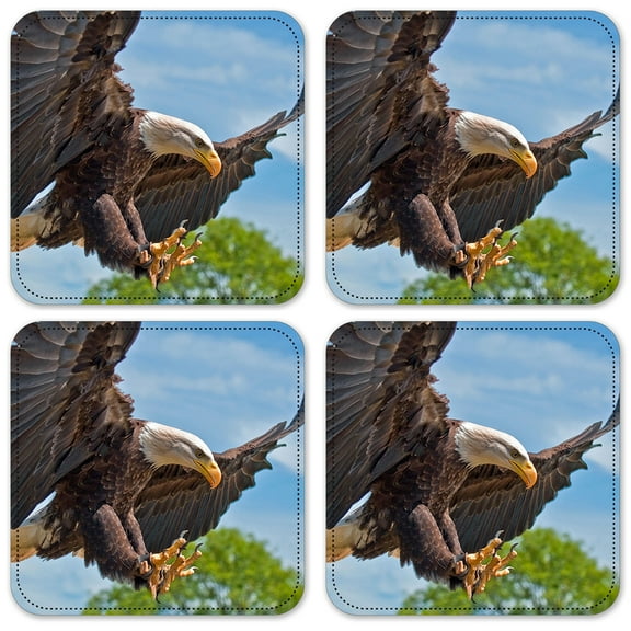 Vinyl Drink Coasters - Set of 4 - Attacking Eagle
