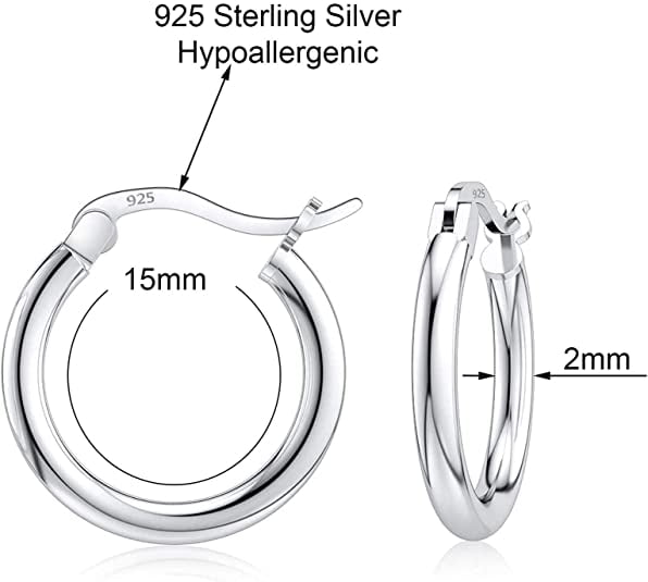 Savlano Round Hoop Earrings, Sterling Silver, 10mm-25mm