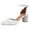 White, variant on FSJ Women Chic Block Chunky Low Heels Pumps Rainbow Pointed Closed Toe Ankle Strap Buckle D'Orsay Sandals Multicolor Ladies Party Office Shoes Size 8 Gold Rainbow