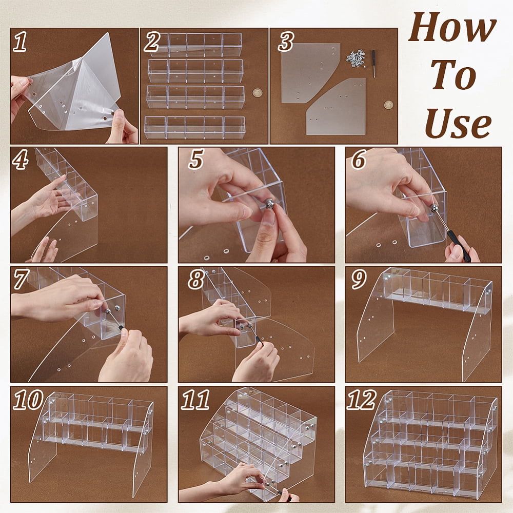 Acrylic Pen Organizer Storage 4 Tier 20 Compartments Vertical Marker Organizer Large Stationary Pencil Holder