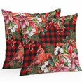 thumbnail image 2 of Throw Pillow Covers 16x16 Inch Set of 2, Cardinal Bird Waterproof Outdoor Pillow Covers, Poinsettia Pine Cones Berry Flowers Red Plaid Decorative Cushion Pillowcases for Couch, Sofa, Bed, Patio, 2 of 9