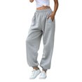thumbnail image 2 of Pantalon de Survêtement pour Femme à Bas Resserré, Poches, Taille Haute, Sport, Gym, Coupe Athlétique, Pantalon Jogger, Pantalon de Détente, 2 of 9