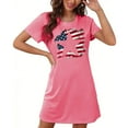 thumbnail image 4 of Tnhcen Women's USA Patriotic 4th of July Print Plus Size Short Sleepwear Dress | Crewneck Short Sleeve Casual Loungewear | S-2XL Pajamas Set, 4 of 7