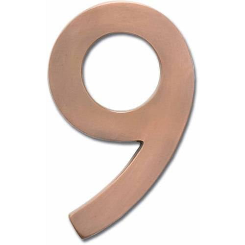 Architectural Mailboxes 5" Brass Floating House Number, Satin Nickel, 9