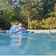 thumbnail image 6 of Big Joe Lazy Lounger No Inflation Needed Pool Float with Headrest and Footrest, Blurred Blue Double Sided Mesh, Quick Draining Fabric, 3.5 feet Lounger, 6 of 7